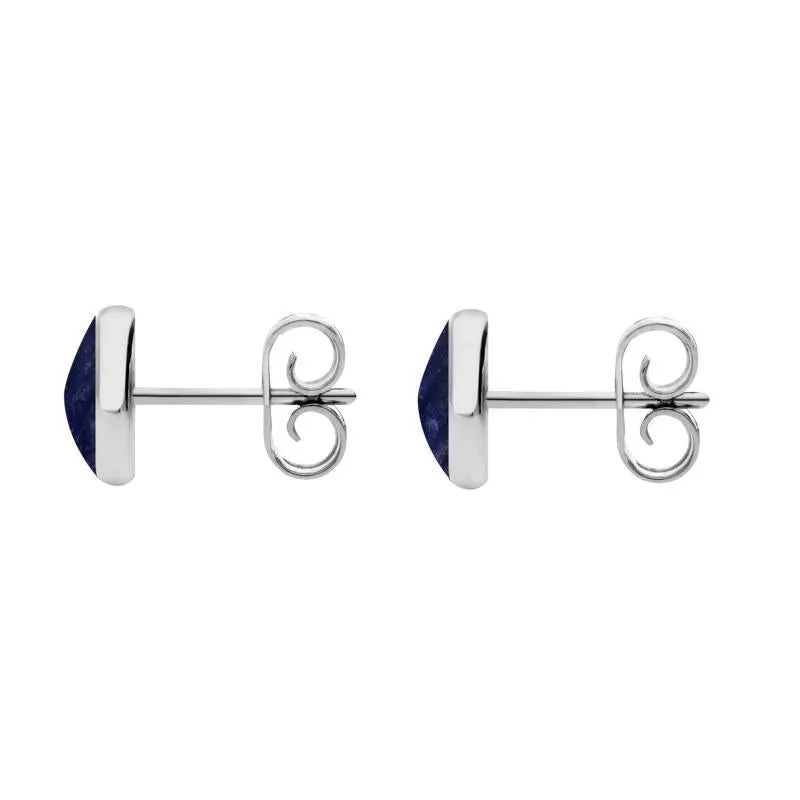 Sterling Silver Sodalite 6mm Classic Medium Round Stud Earrings