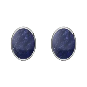 Sterling Silver Sodalite 8 x 6mm Classic Medium Oval Stud Earrings