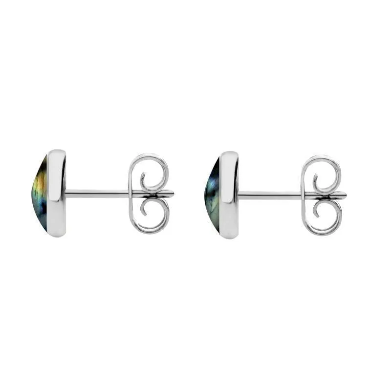 Sterling Silver Spectrolite 6mm Classic Medium Round Stud Earrings