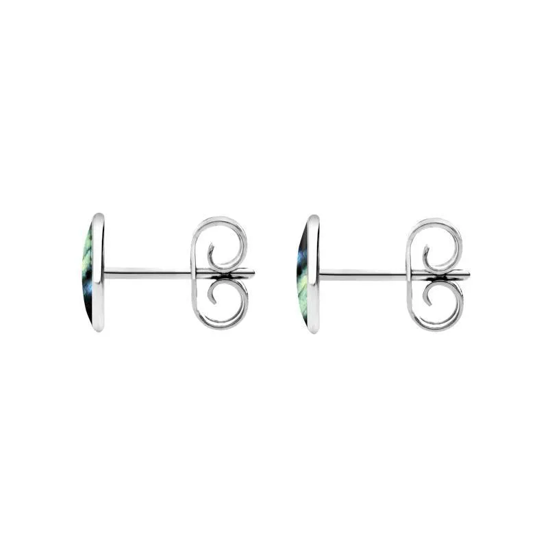 Sterling Silver Spectrolite 7 x 5mm Classic Small Oval Stud Earrings