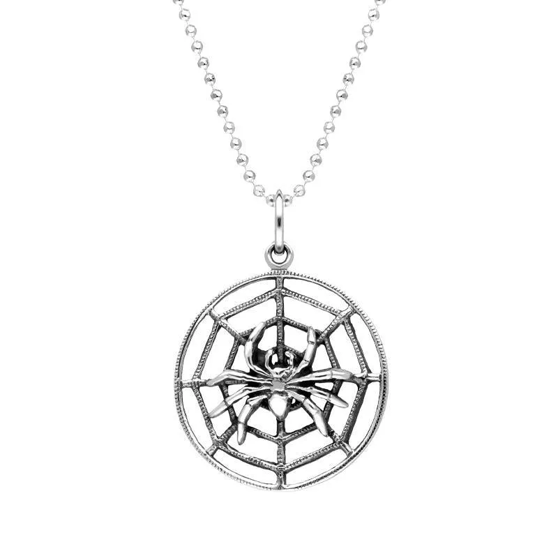 Sterling Silver Spider Web Necklace