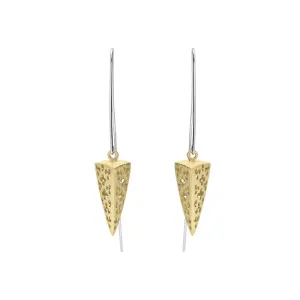 Sterling Silver Sterling Silver and Yellow Gold Plated Monika Long Triangle Teardrop Earrings D