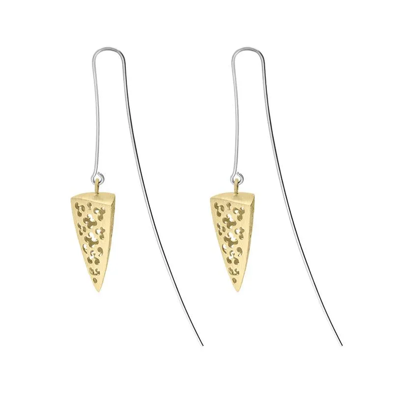 Sterling Silver Sterling Silver and Yellow Gold Plated Monika Long Triangle Teardrop Earrings D