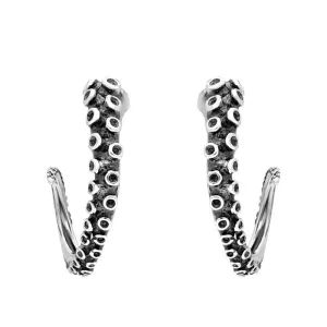 Sterling Silver Tentacle Hoop Earrings