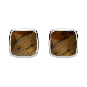 Sterling Silver Tigers Eye Cushion Stud Earrings