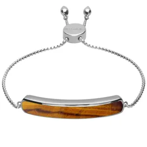 Sterling Silver Tigers Eye Lineaire Long Bracelet