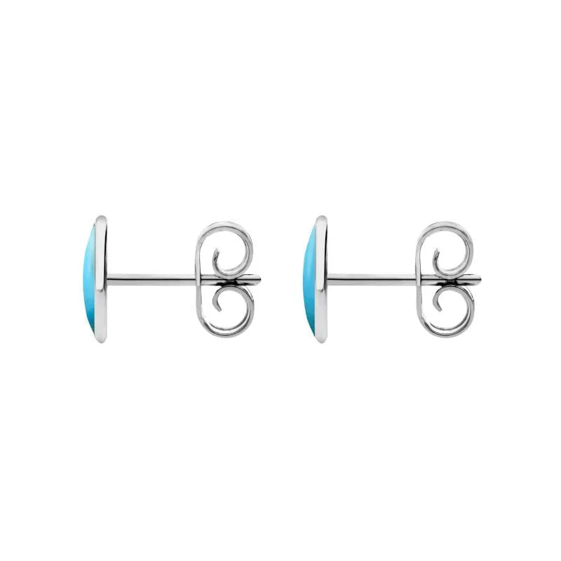 Sterling Silver Turquoise 8mm x 6mm Classic Medium Oval Stud Earrings