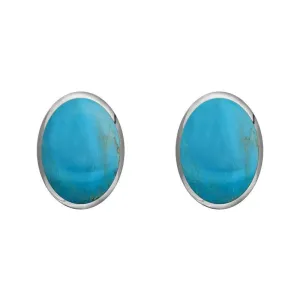 Sterling Silver Turquoise 8mm x 6mm Classic Medium Oval Stud Earrings