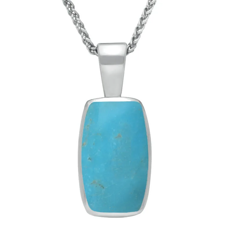 Sterling Silver Turquoise Barrel Shaped Necklace