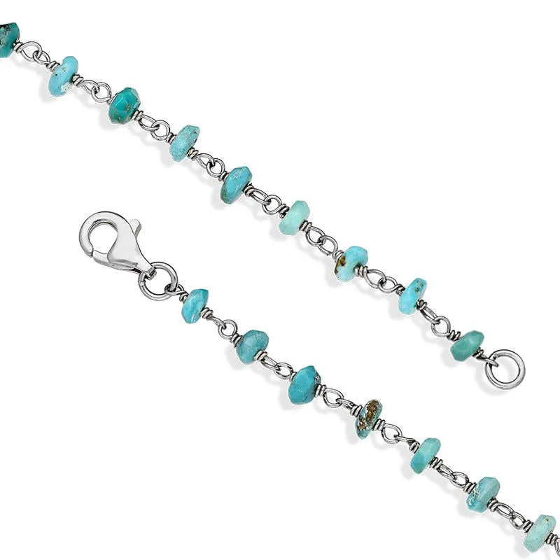Sterling Silver Turquoise Bead Chain Bracelet