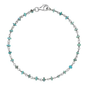 Sterling Silver Turquoise Bead Chain Bracelet