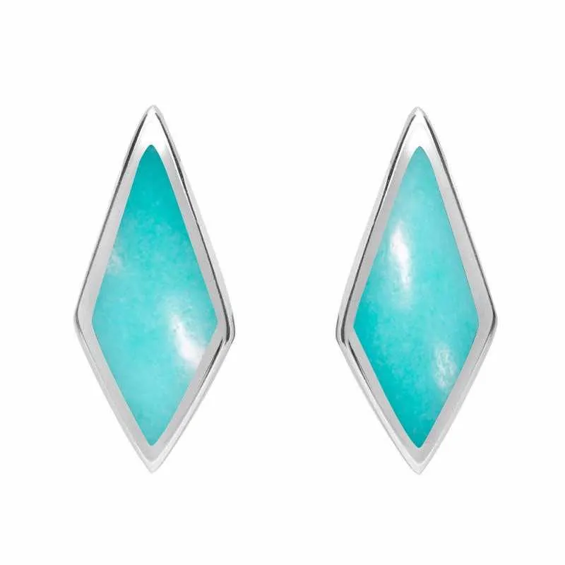 Sterling Silver Turquoise Diamond Shaped Stud Earrings