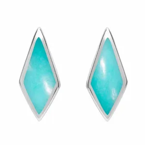 Sterling Silver Turquoise Diamond Shaped Stud Earrings