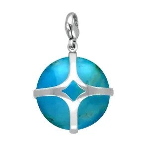 Sterling Silver Turquoise Disc Open Cross Large Charm D