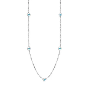 Sterling Silver Turquoise Heart Link Disc Chain Necklace