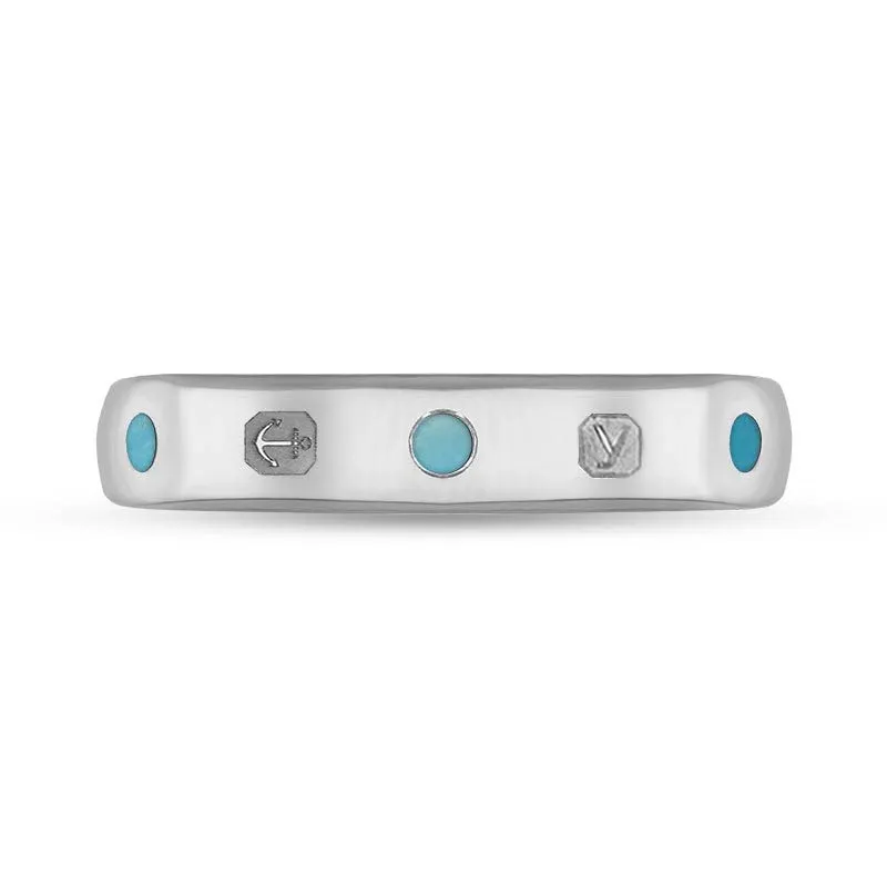 Sterling Silver Turquoise King's Coronation Hallmark 4mm Ring D