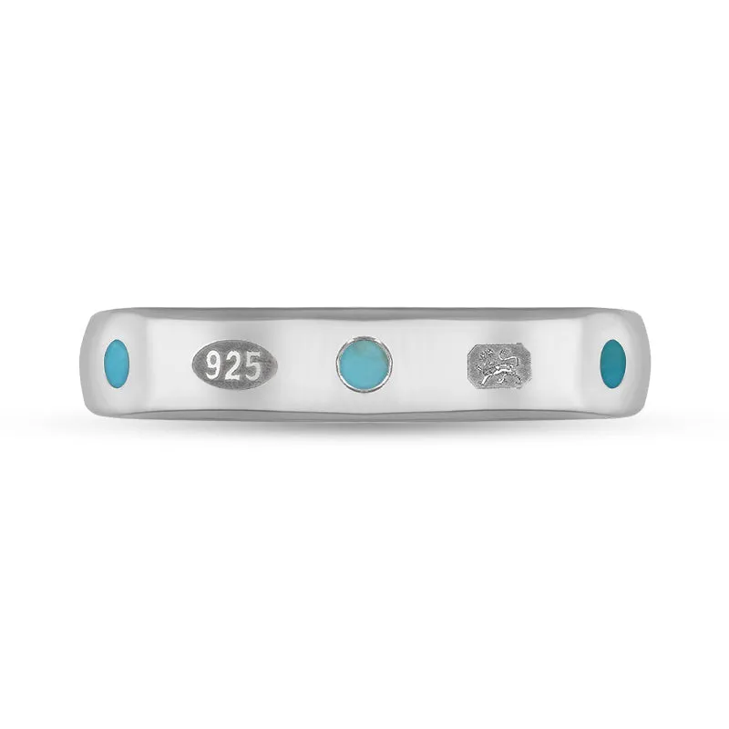 Sterling Silver Turquoise King's Coronation Hallmark 4mm Ring D