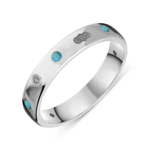 Sterling Silver Turquoise King's Coronation Hallmark 4mm Ring D