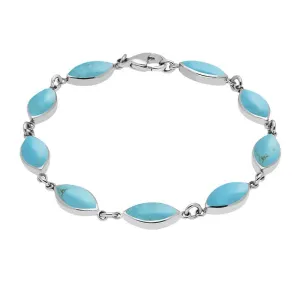 Sterling Silver Turquoise Marquise Bracelet