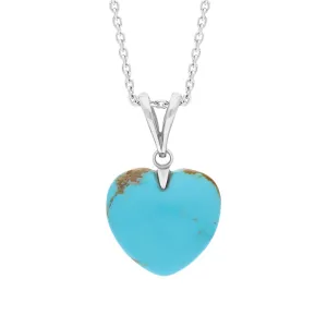 Sterling Silver Turquoise Medium Carved Heart Split Bail Necklace
