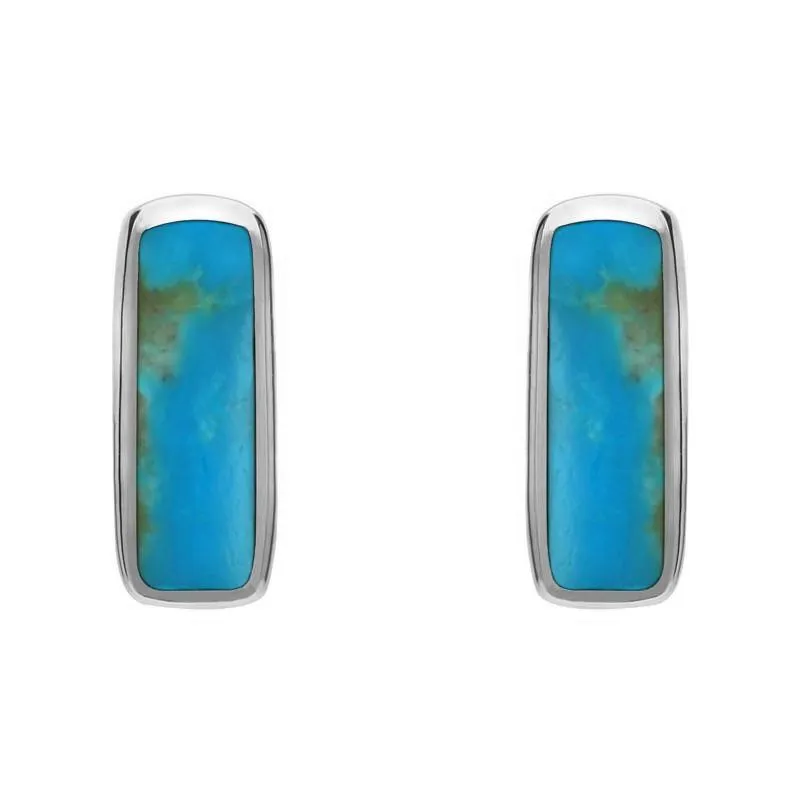 Sterling Silver Turquoise Oblong Petite Stud Earrings