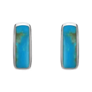 Sterling Silver Turquoise Oblong Petite Stud Earrings