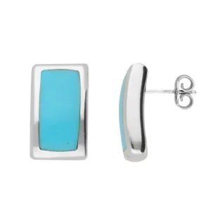 Sterling Silver Turquoise Oblong Stud Earrings