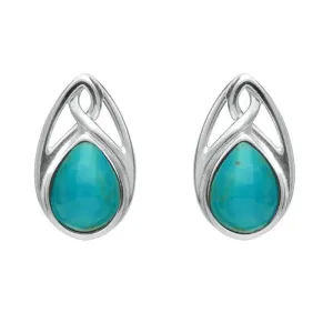 Sterling Silver Turquoise Pear Shaped Celtic Stud Earrings
