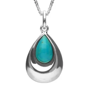 Sterling Silver Turquoise Pear Shaped Necklace