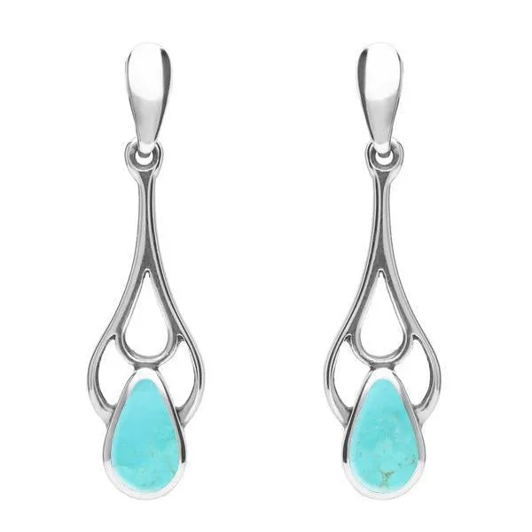 Sterling Silver Turquoise Pear Spoon Earrings