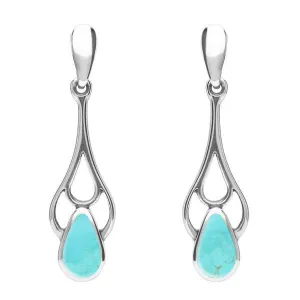 Sterling Silver Turquoise Pear Spoon Earrings