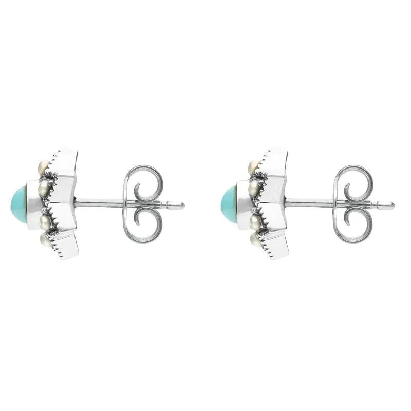 Sterling Silver Turquoise Pearl Six Point Star Stud Earrings