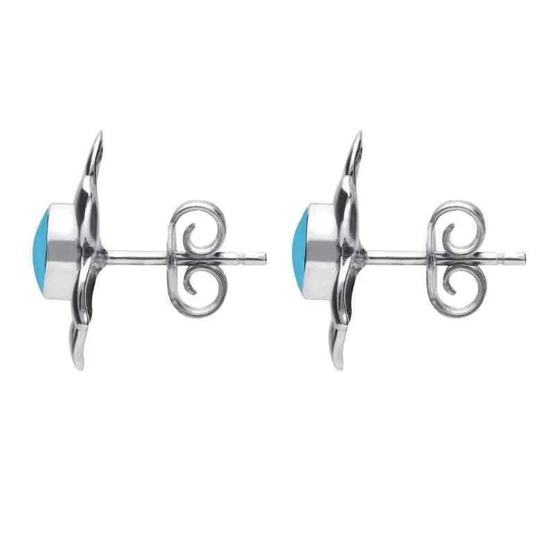 Sterling Silver Turquoise Petal Stud Earrings