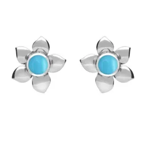 Sterling Silver Turquoise Petal Stud Earrings