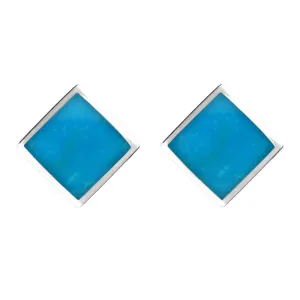 Sterling Silver Turquoise Rhombus Earrings