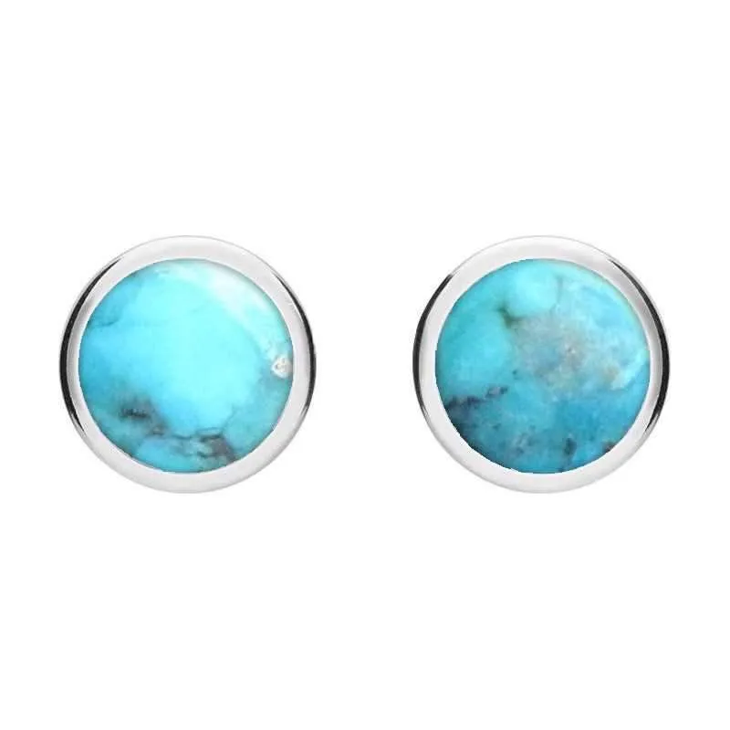 Sterling Silver Turquoise Round Stud Earrings