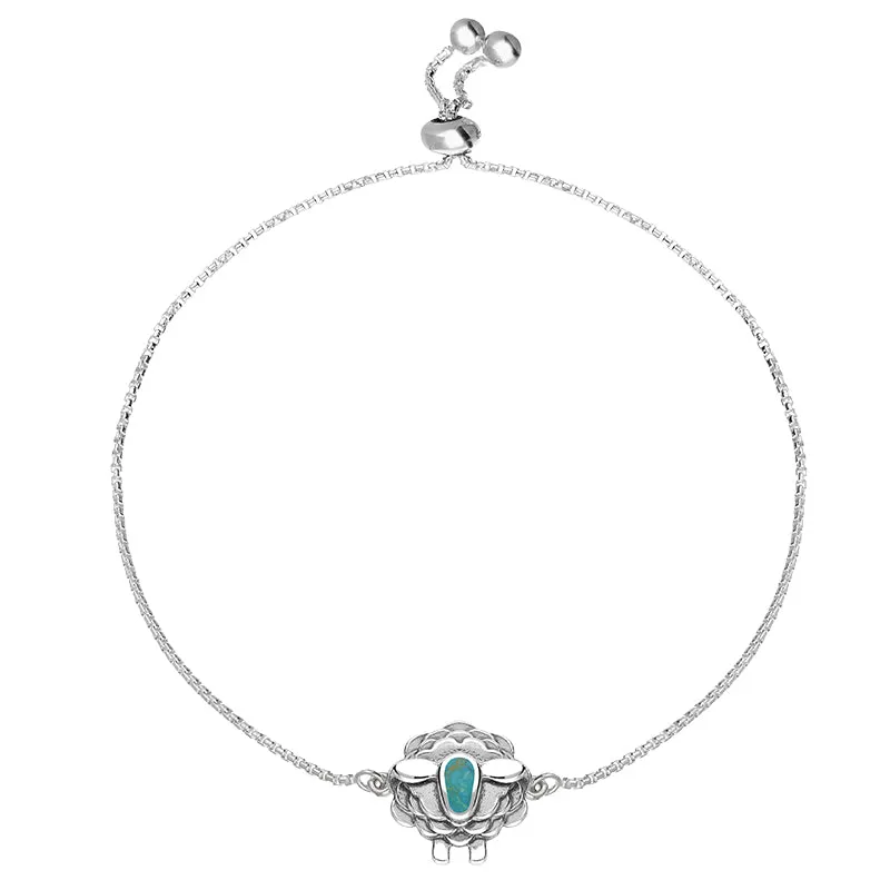 Sterling Silver Turquoise Sheep Adjustable Bracelet
