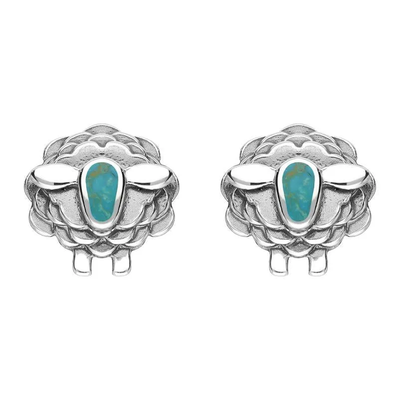 Sterling Silver Turquoise Sheep Stud Earrings