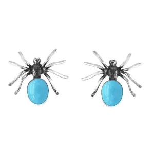 Sterling Silver Turquoise Spider Large Stud Earrings