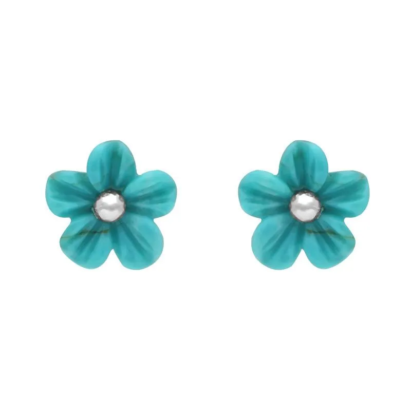 Sterling Silver Turquoise Tuberose 8mm Desert Rose Stud Earrings