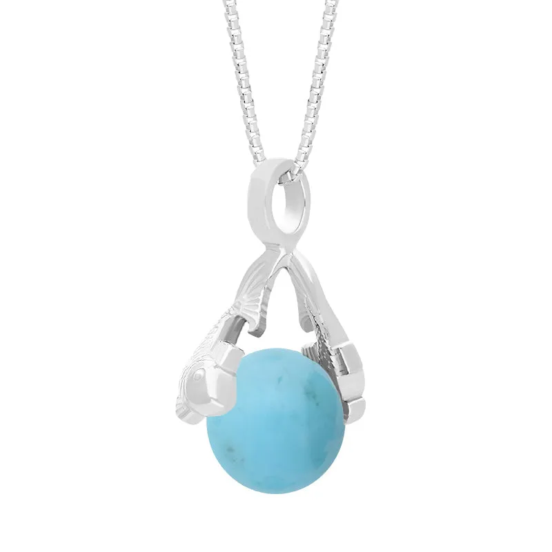 Sterling Silver Turquoise Zodiac Pisces 8mm Bead Pendant