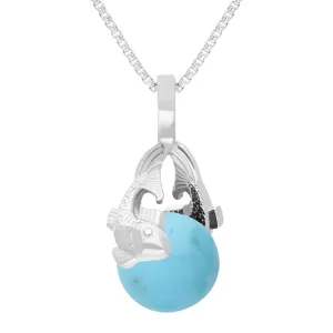 Sterling Silver Turquoise Zodiac Pisces 8mm Bead Pendant