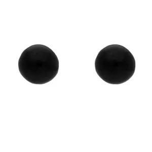Sterling Silver Whitby Jet 4mm Round Stud Earrings