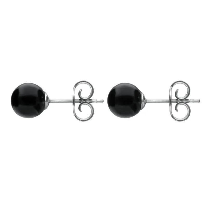 Sterling Silver Whitby Jet 6mm Ball Stud Earrings