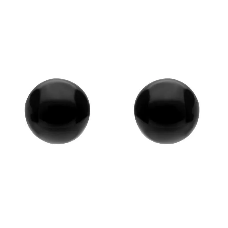 Sterling Silver Whitby Jet 6mm Ball Stud Earrings
