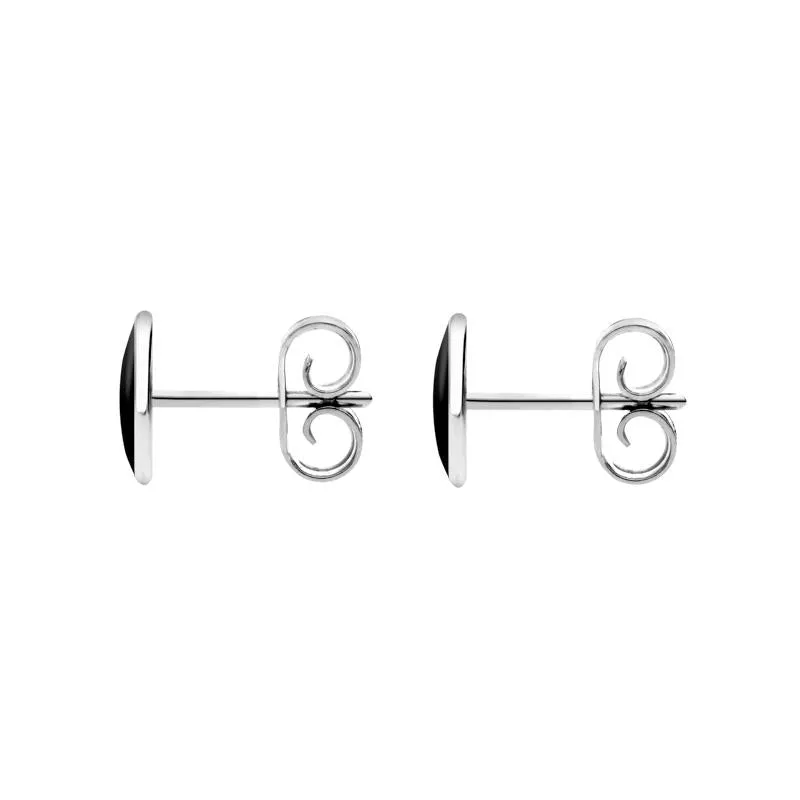 Sterling Silver Whitby Jet 7mm x 5mm Classic Small Oval Stud Earrings