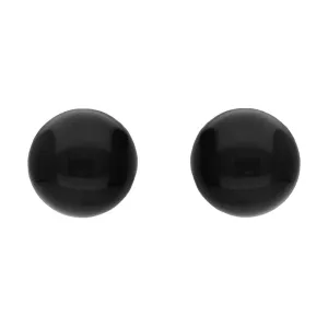Sterling Silver Whitby Jet 8mm Domed Stud Earrings