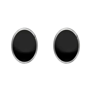 Sterling Silver Whitby Jet 8mm x 6mm Classic Medium Oval Stud Earrings