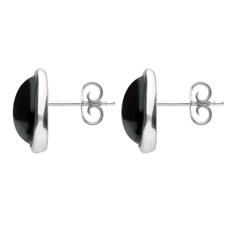 Sterling Silver Whitby Jet Abstract Marquise Stud Earrings