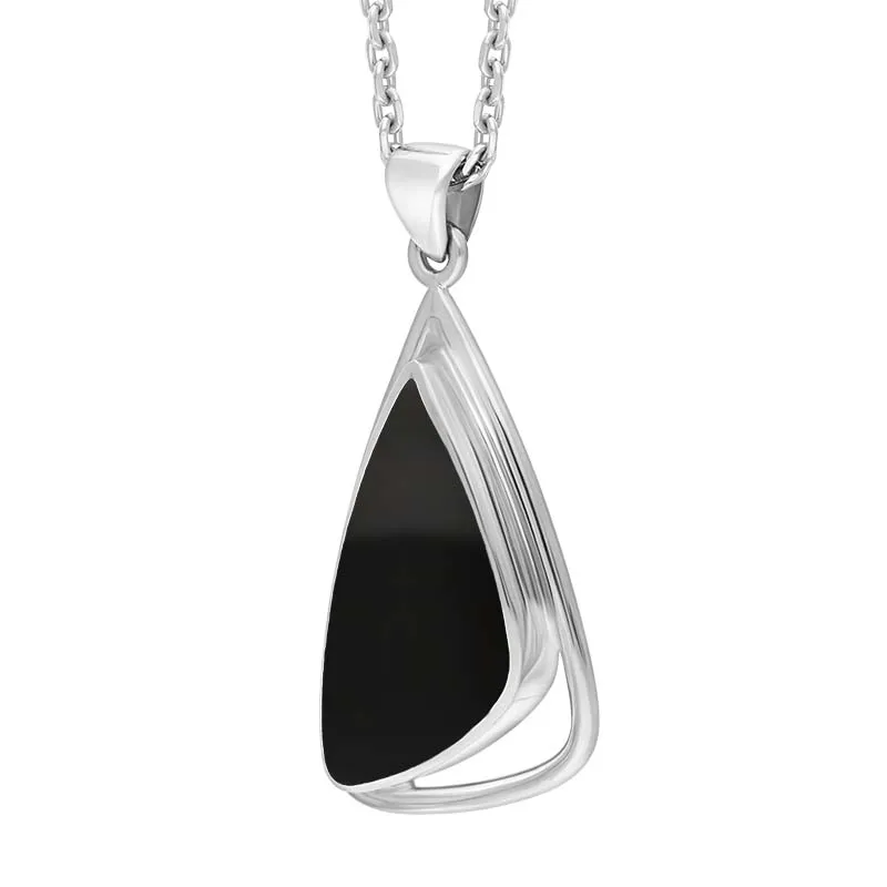 Sterling Silver Whitby Jet Abstract Triangle Necklace D
